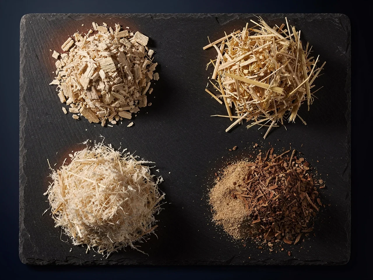 Substrate samples — hemp hurd, corn stover, rice straw, sawdust